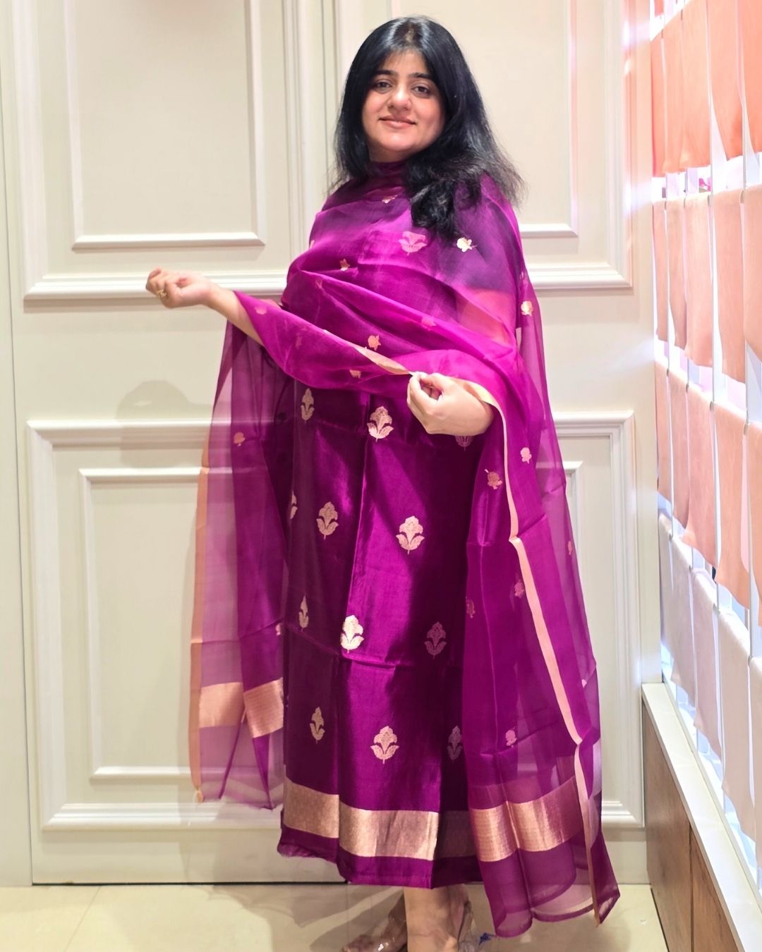 Wine Pure Silk Suit Set