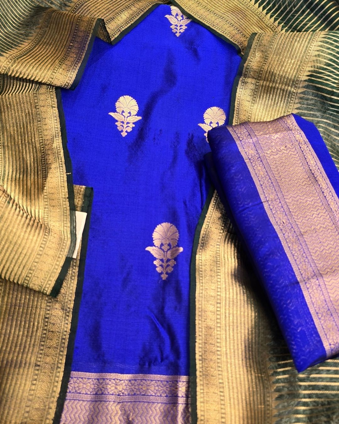 Royal blue silk suit set