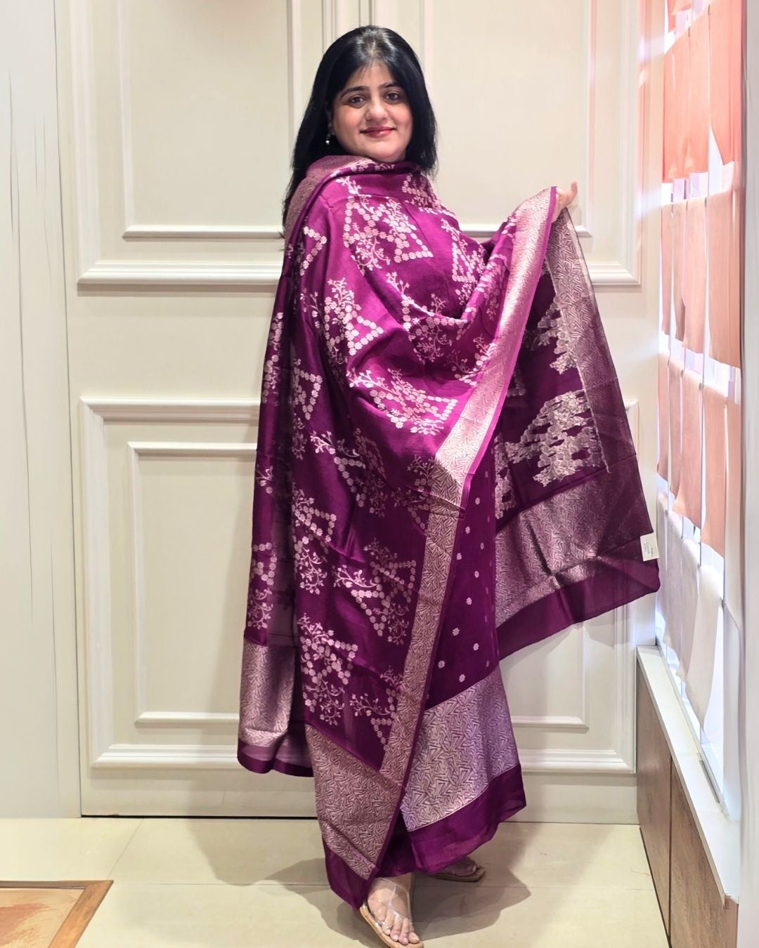 Wine silk suit set