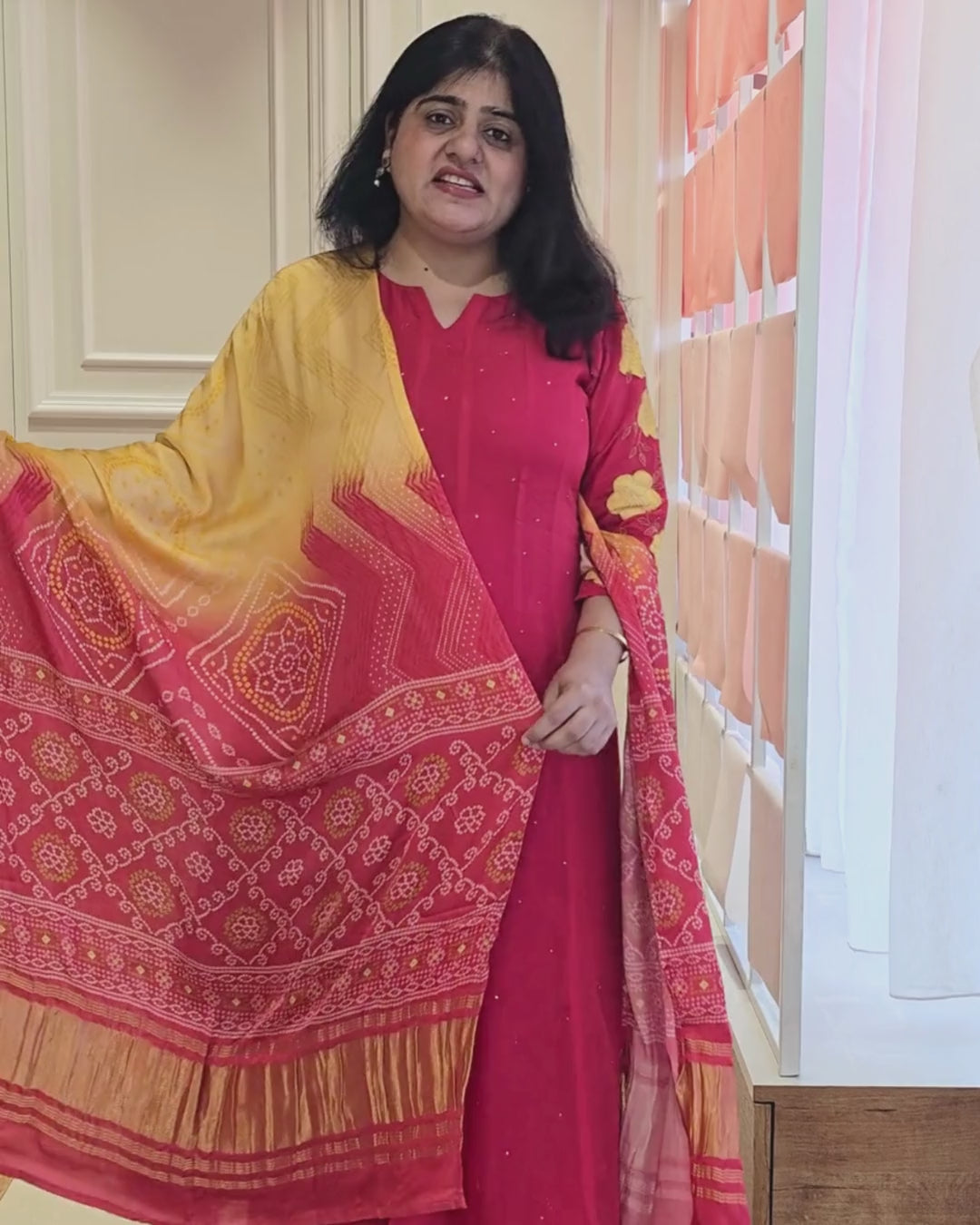 Orange Anarkali Suit Set