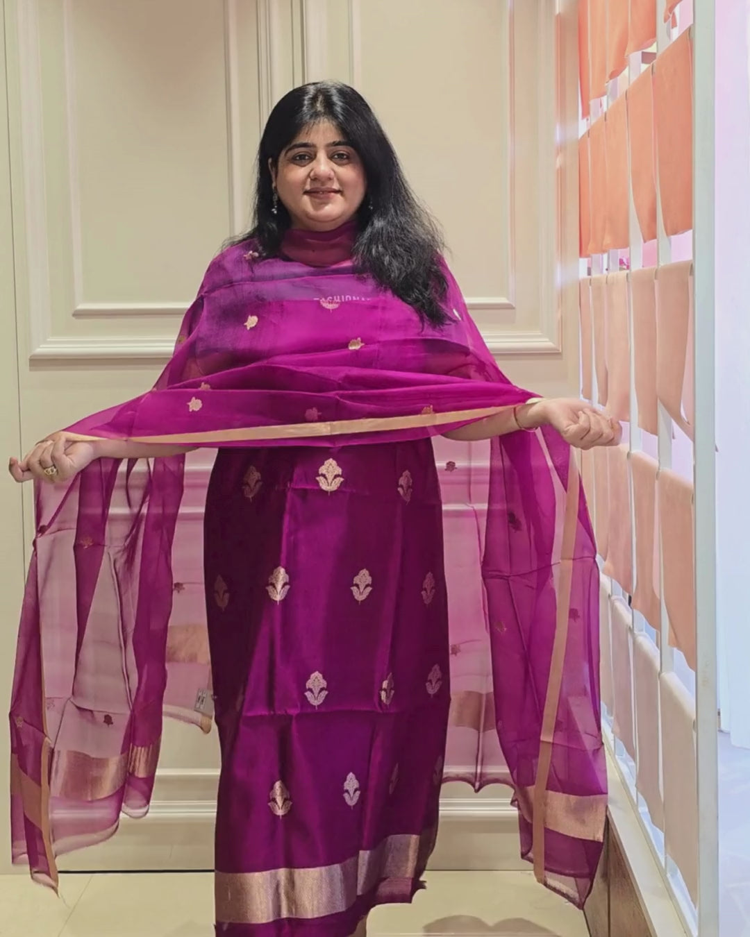 Wine Pure Silk Suit Set