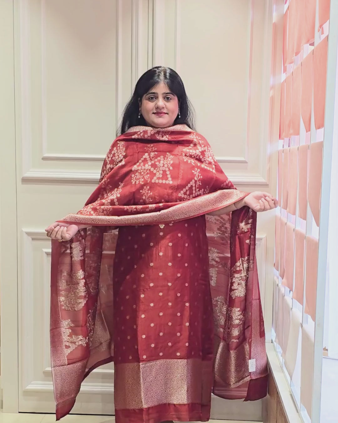 Rust Orange Silk suit set