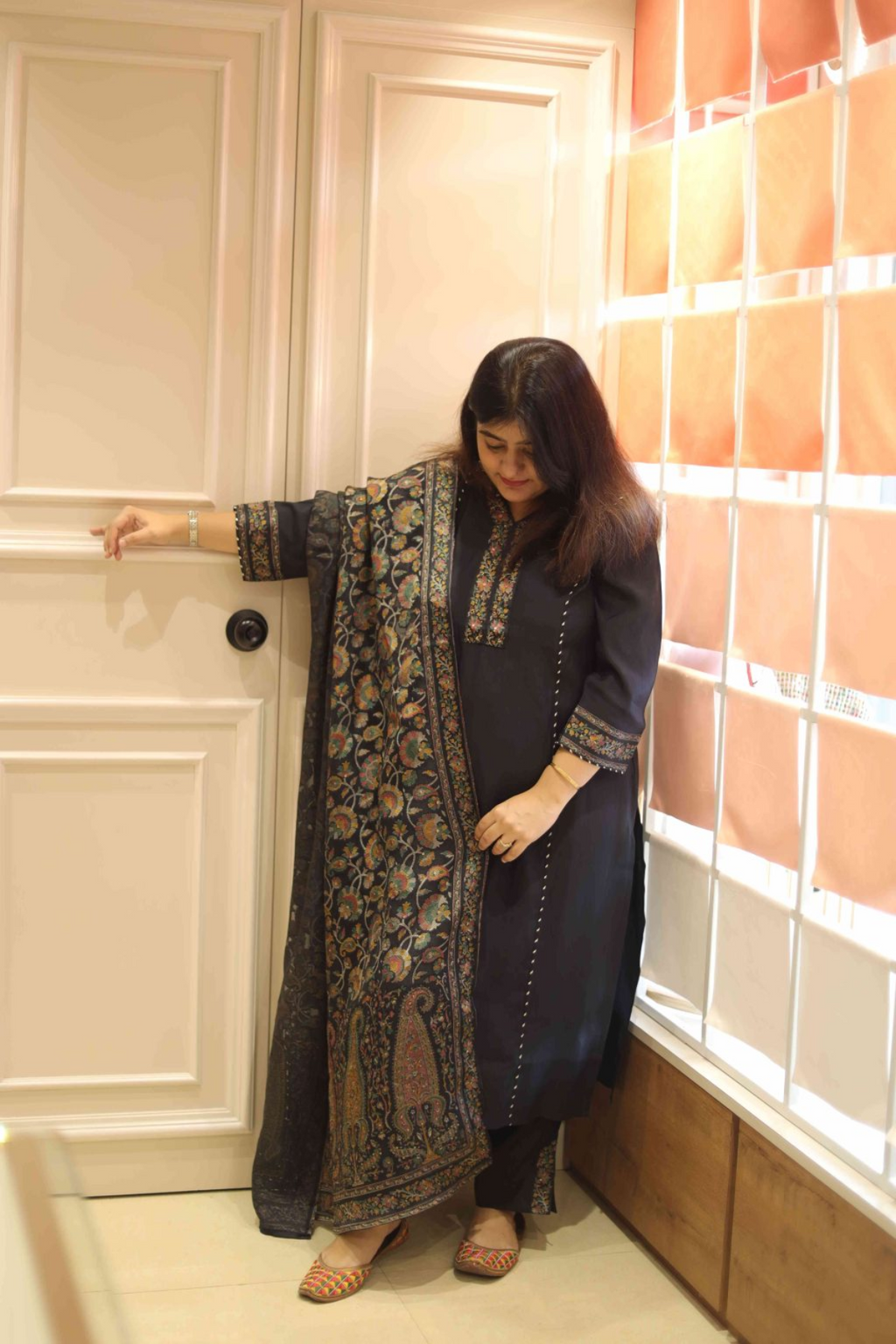 Black Rangjaal kurta set