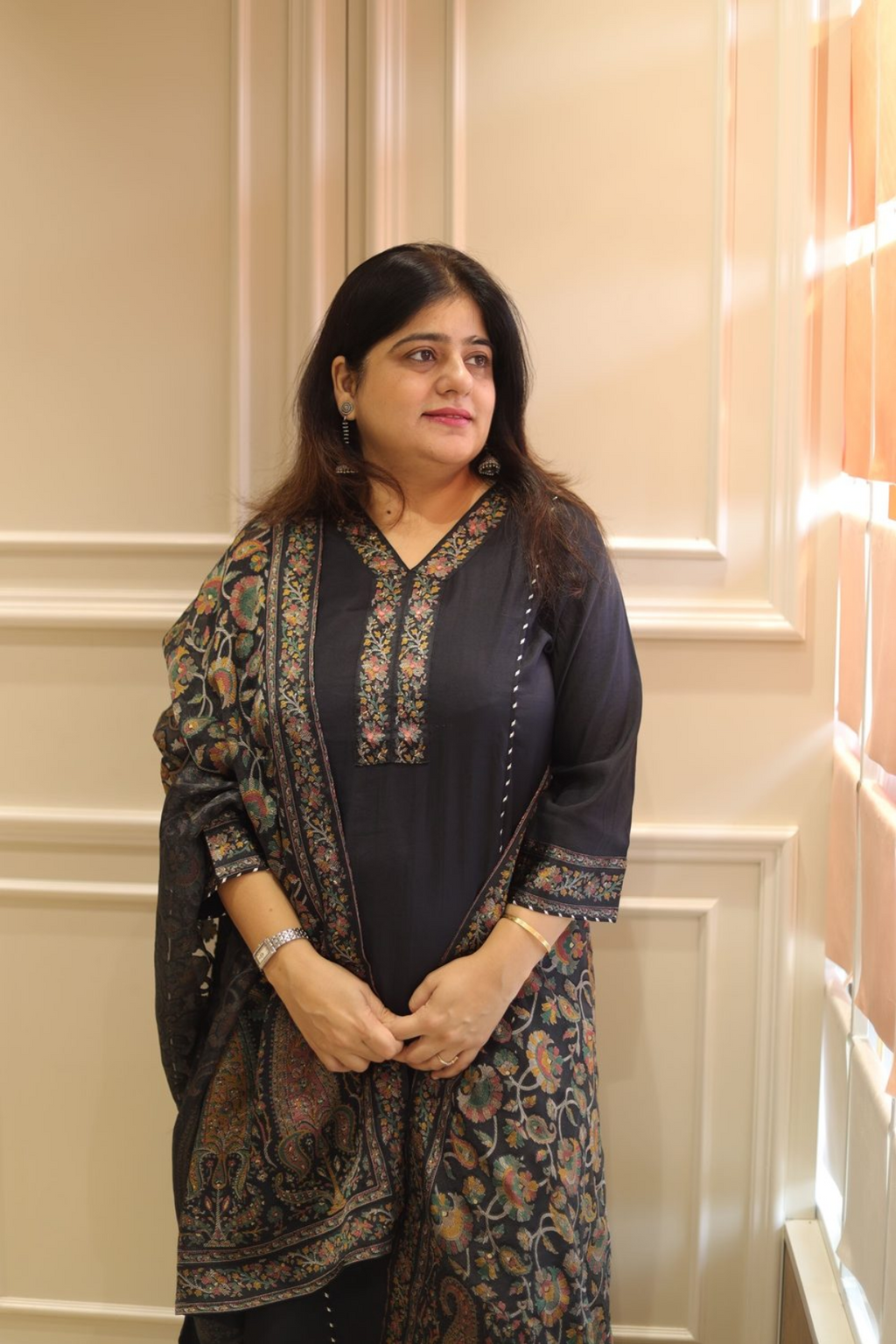 Black Rangjaal kurta set