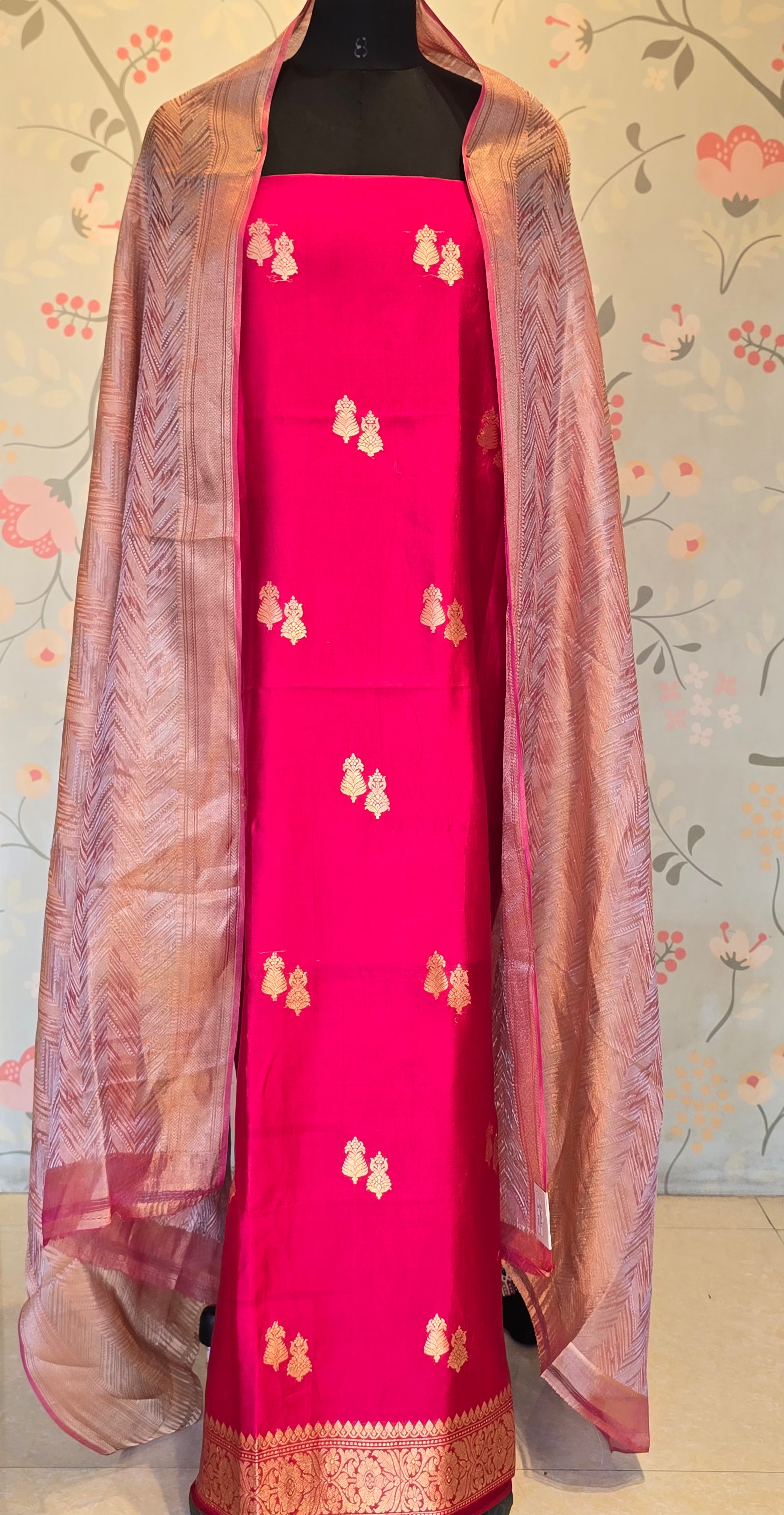 Cherry red silk suit set