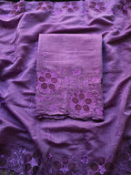 Purple mul chanderi suit set