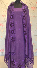 Purple mul chanderi suit set