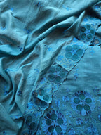 Teal blue mul chanderi suit