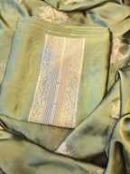 Olive green opada silk suit set