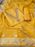 Haldi yellow embroidery suit set