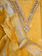 Haldi yellow embroidery suit set