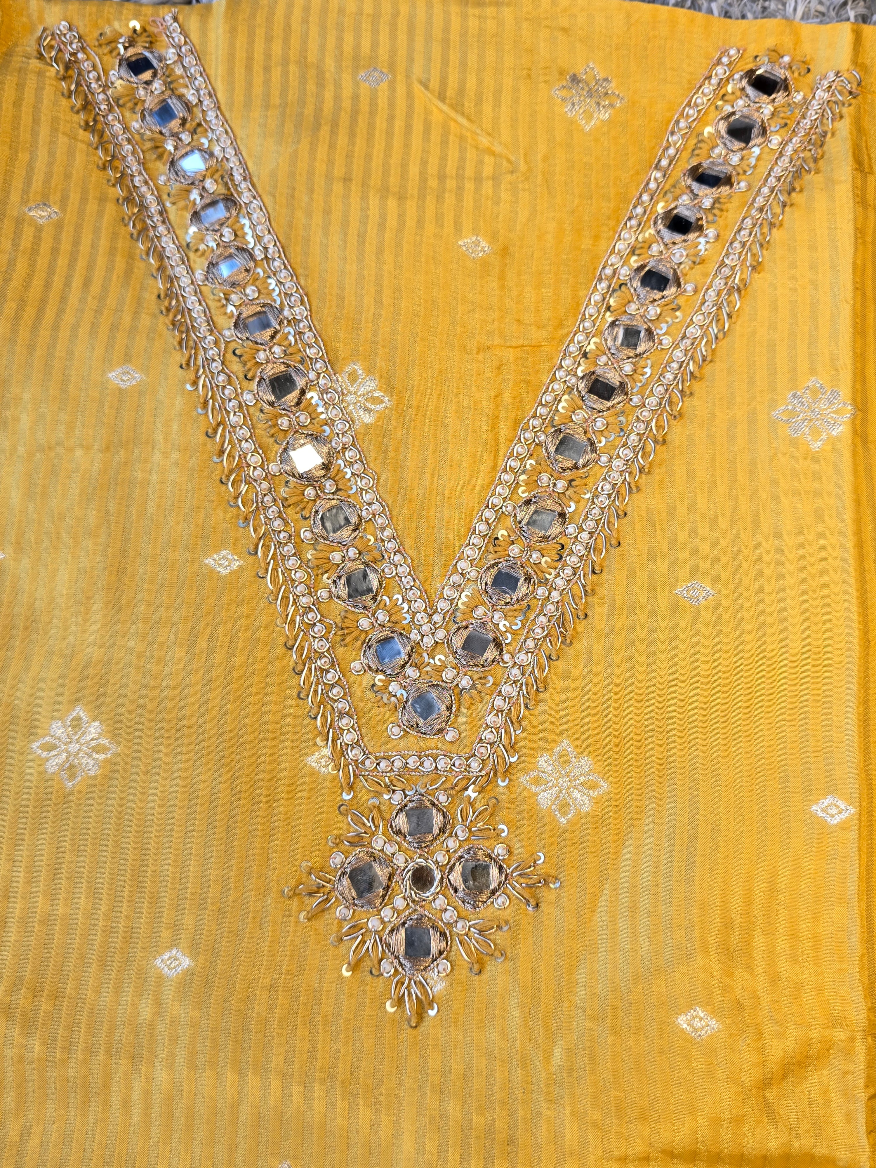 Haldi yellow embroidery suit set