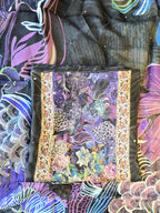 Black and purple floral organza digital print suit set