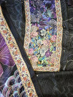 Black and purple floral organza digital print suit set