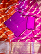 Purple chiniya 3 pcs set with organza dupatta