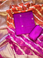 Purple chiniya 3 pcs set with organza dupatta