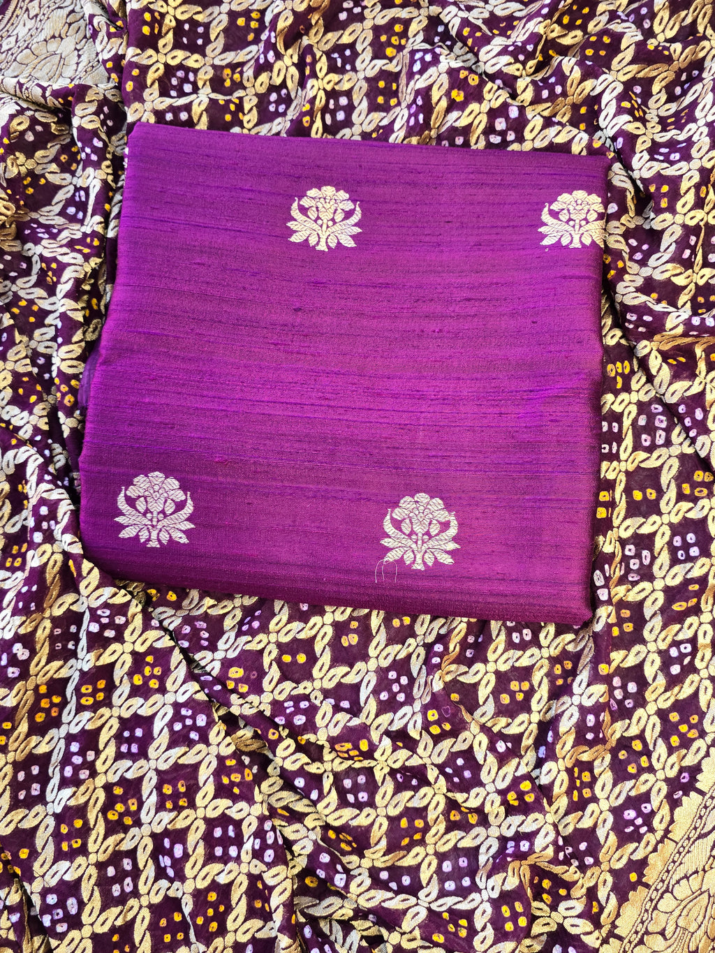 Pure row silk wine coloured suit set