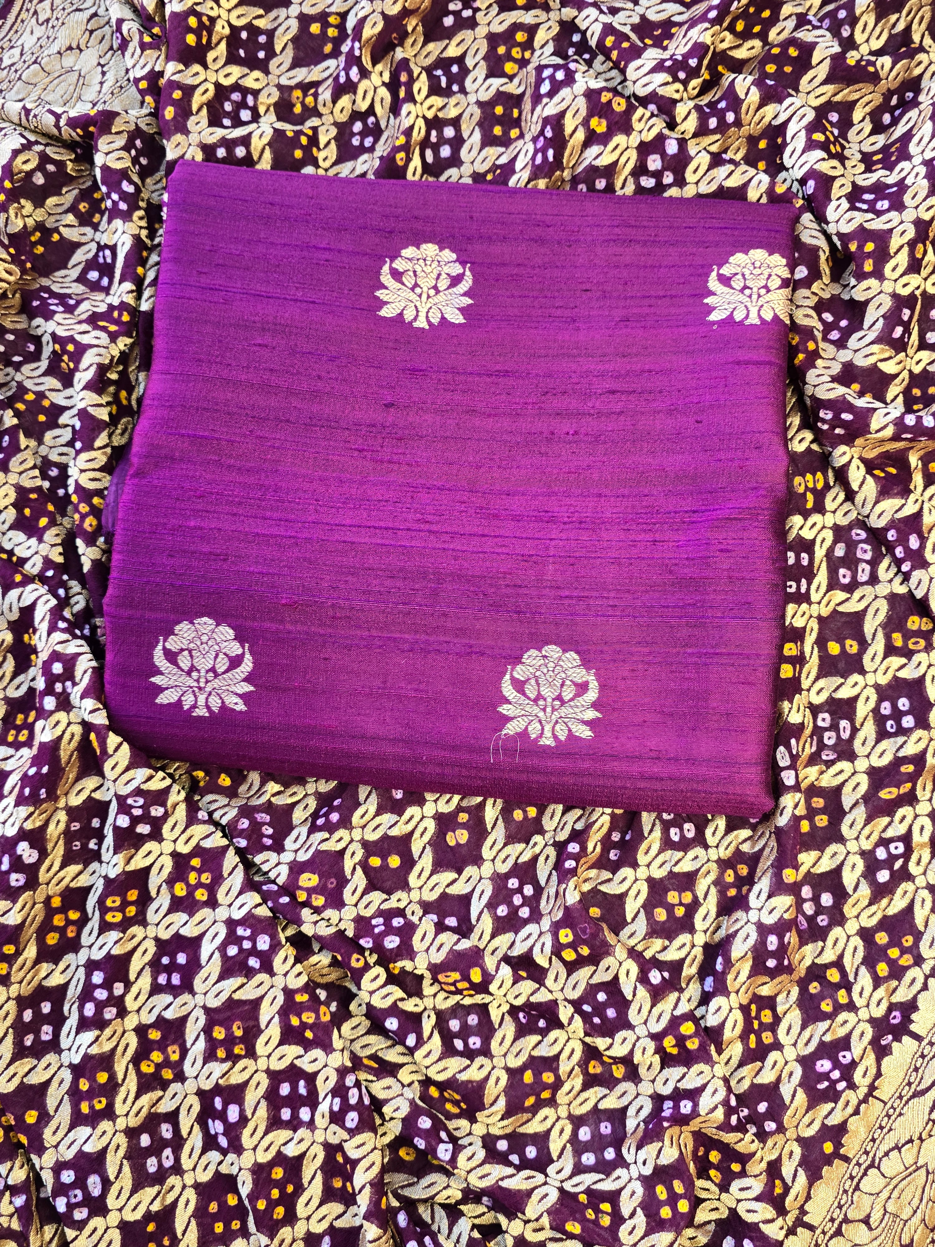 Pure row silk wine coloured suit set