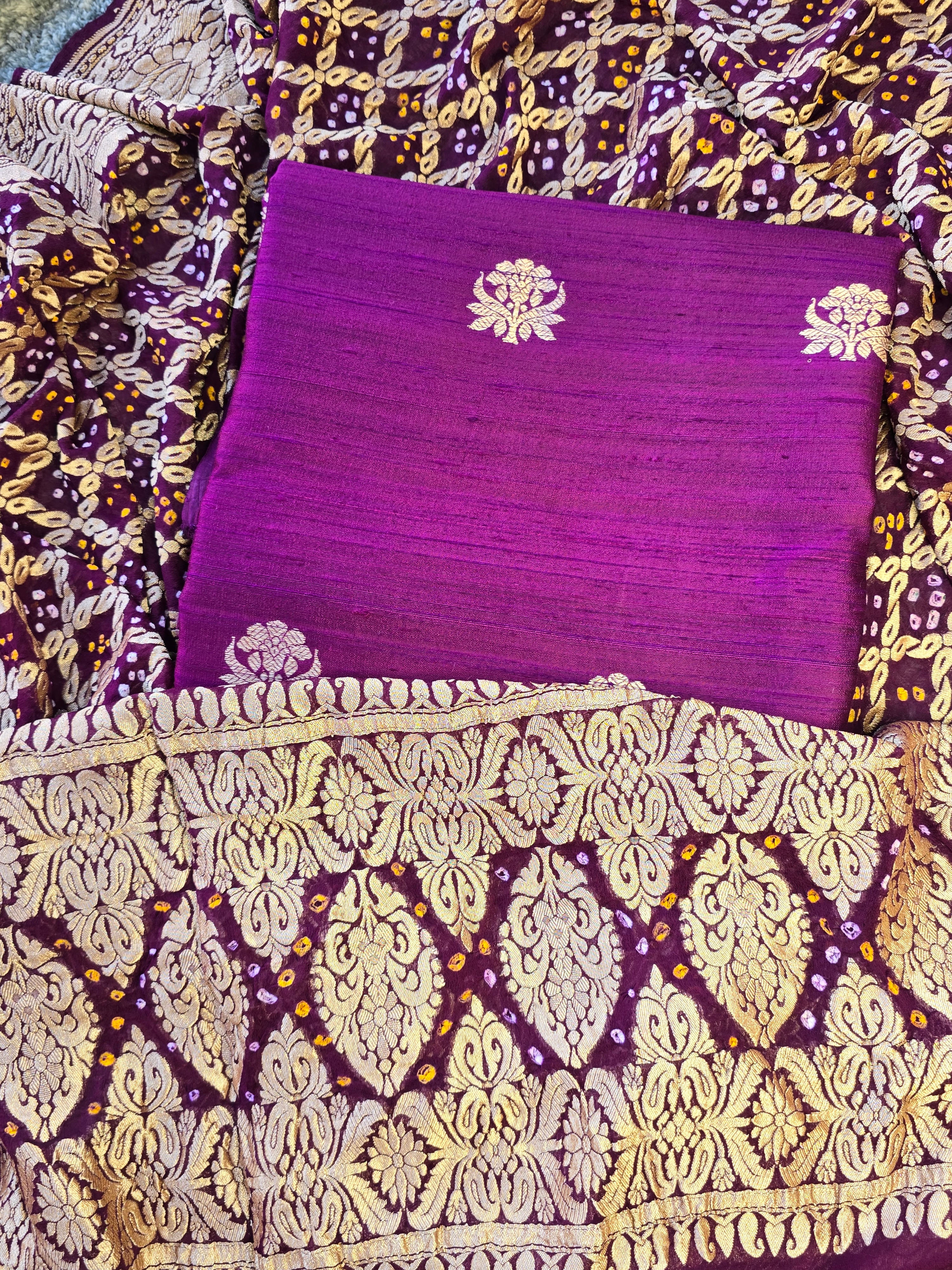 Pure row silk wine coloured suit set