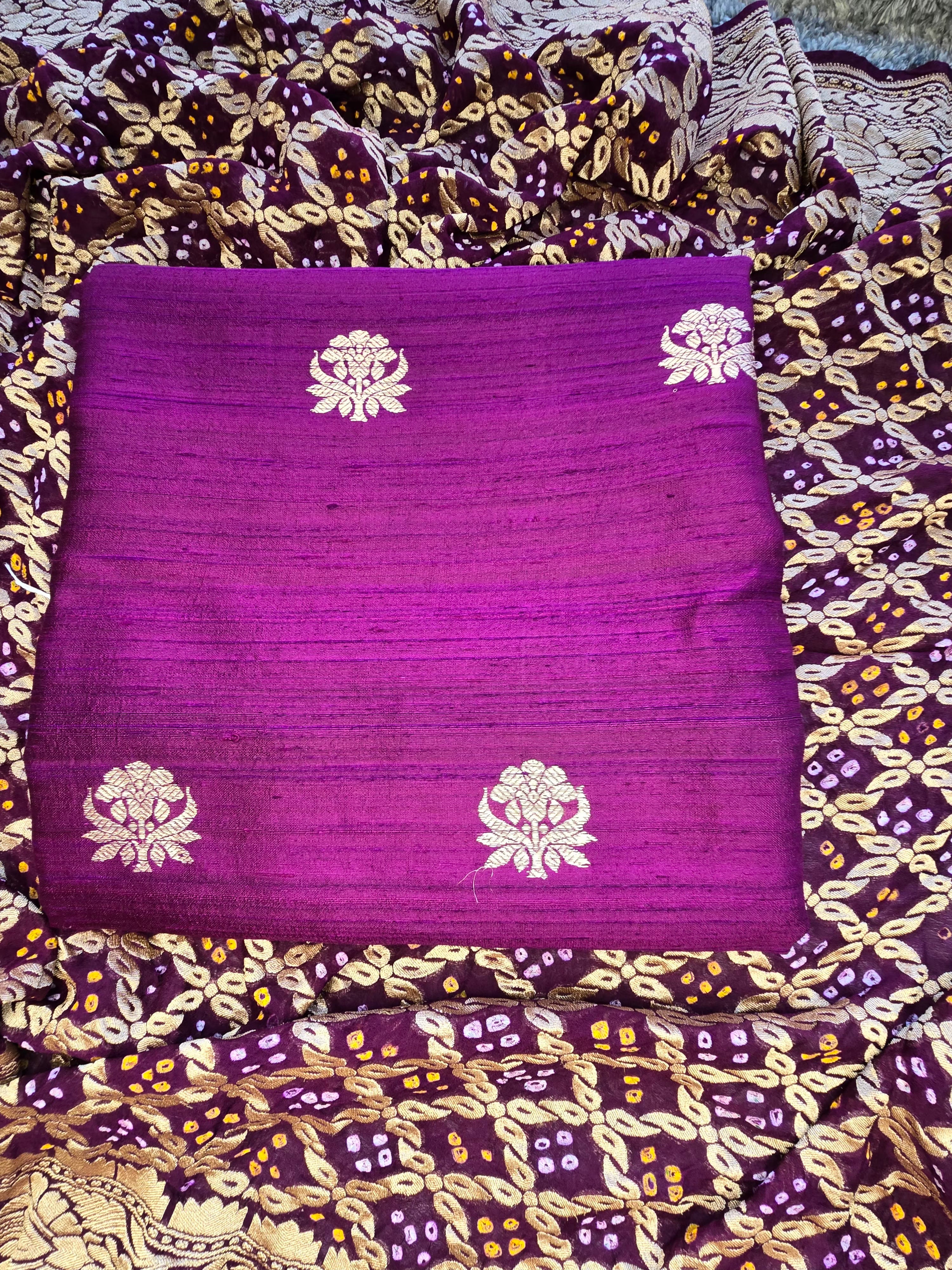 Pure row silk wine coloured suit set