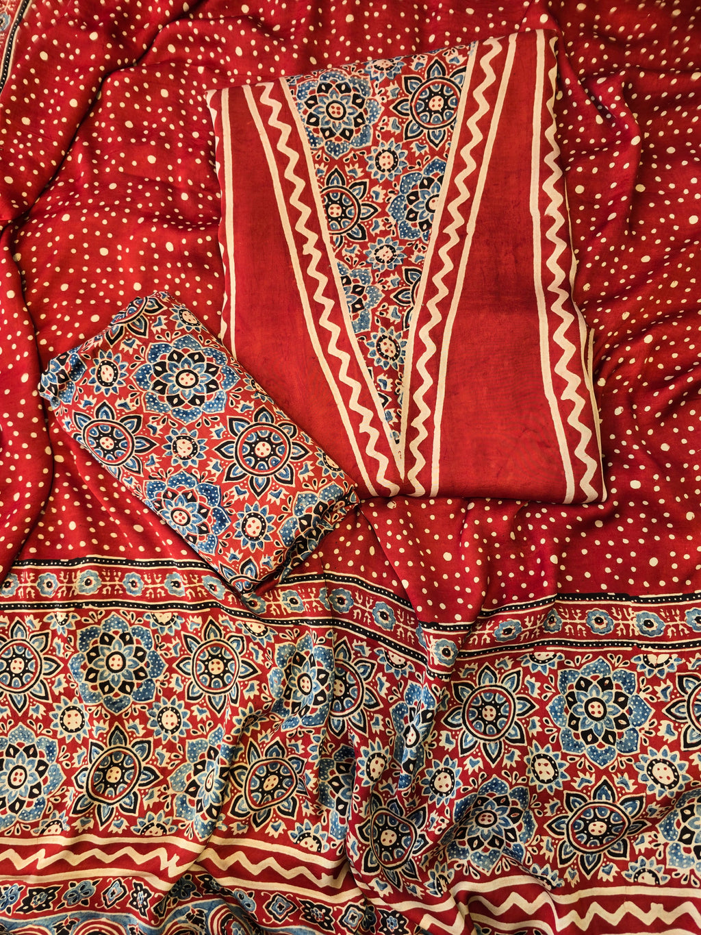 Pure ajrakh modal hand made suit set