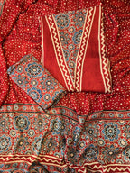 Pure ajrakh modal hand made suit set