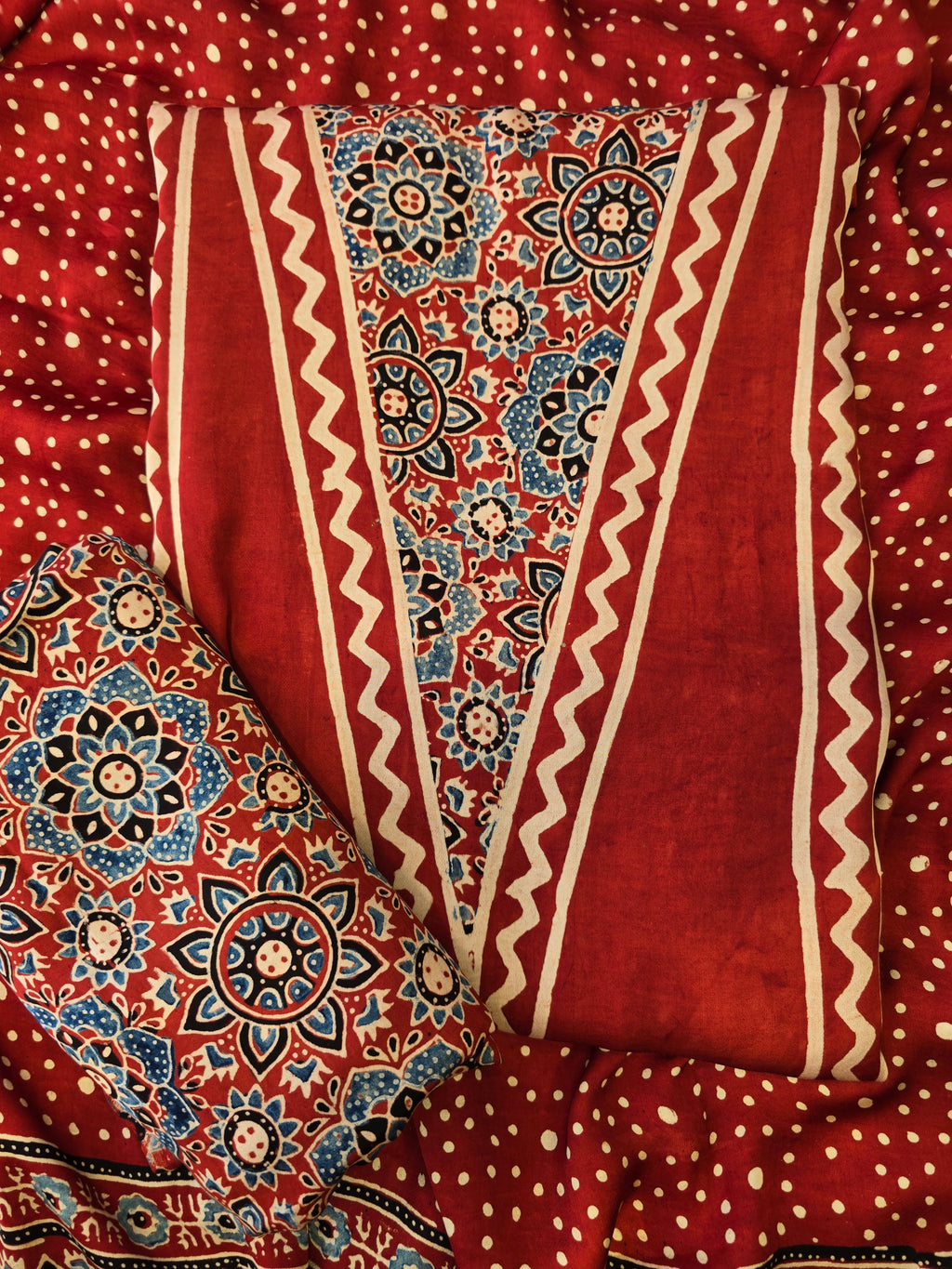 Pure ajrakh modal hand made suit set
