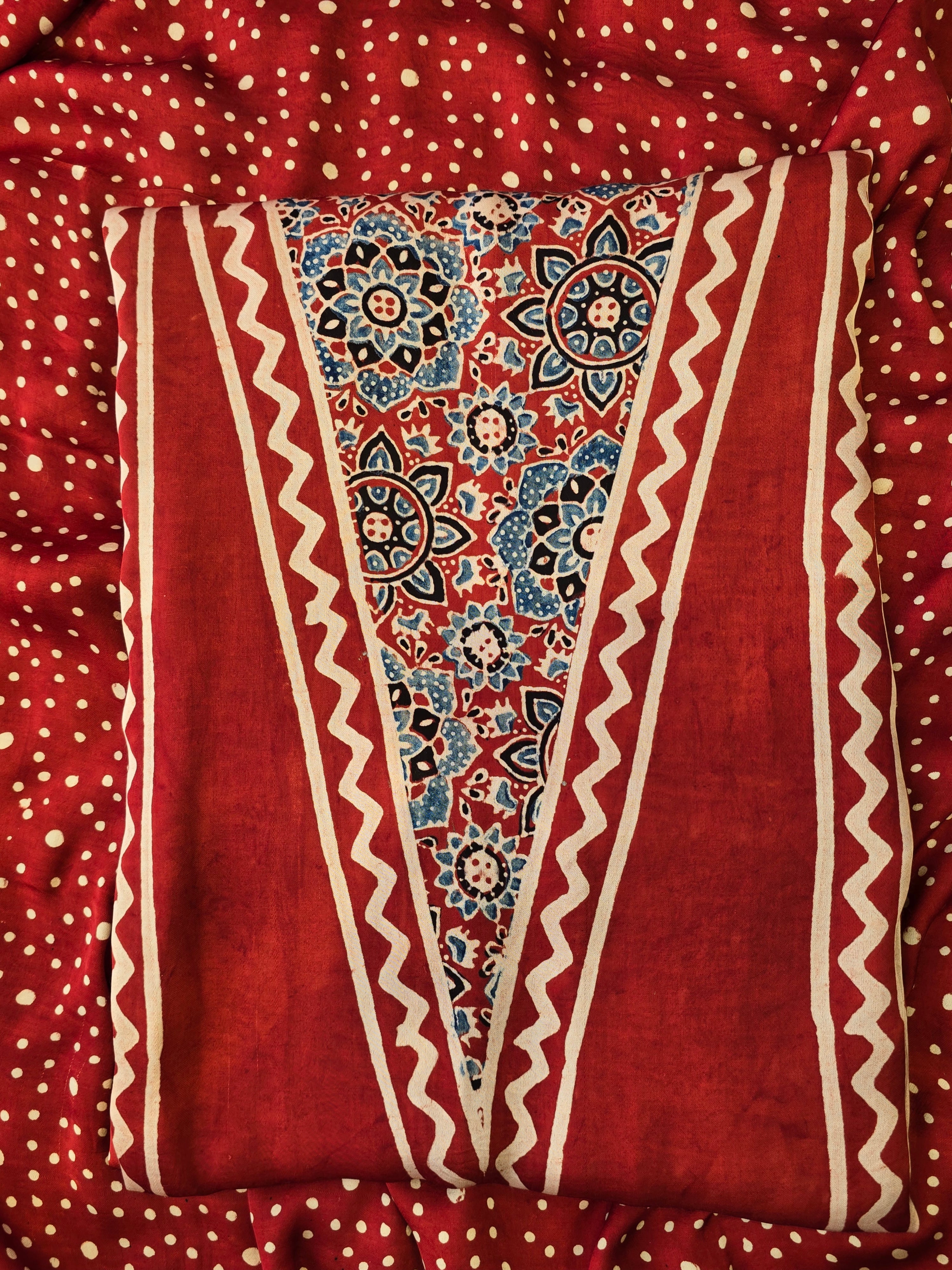 Pure ajrakh modal hand made suit set