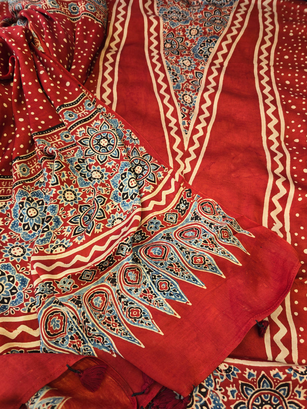 Pure ajrakh modal hand made suit set