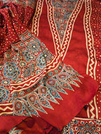 Pure ajrakh modal hand made suit set