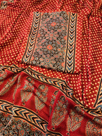 Pure ajrakh modal hand print kurta dupatta set
