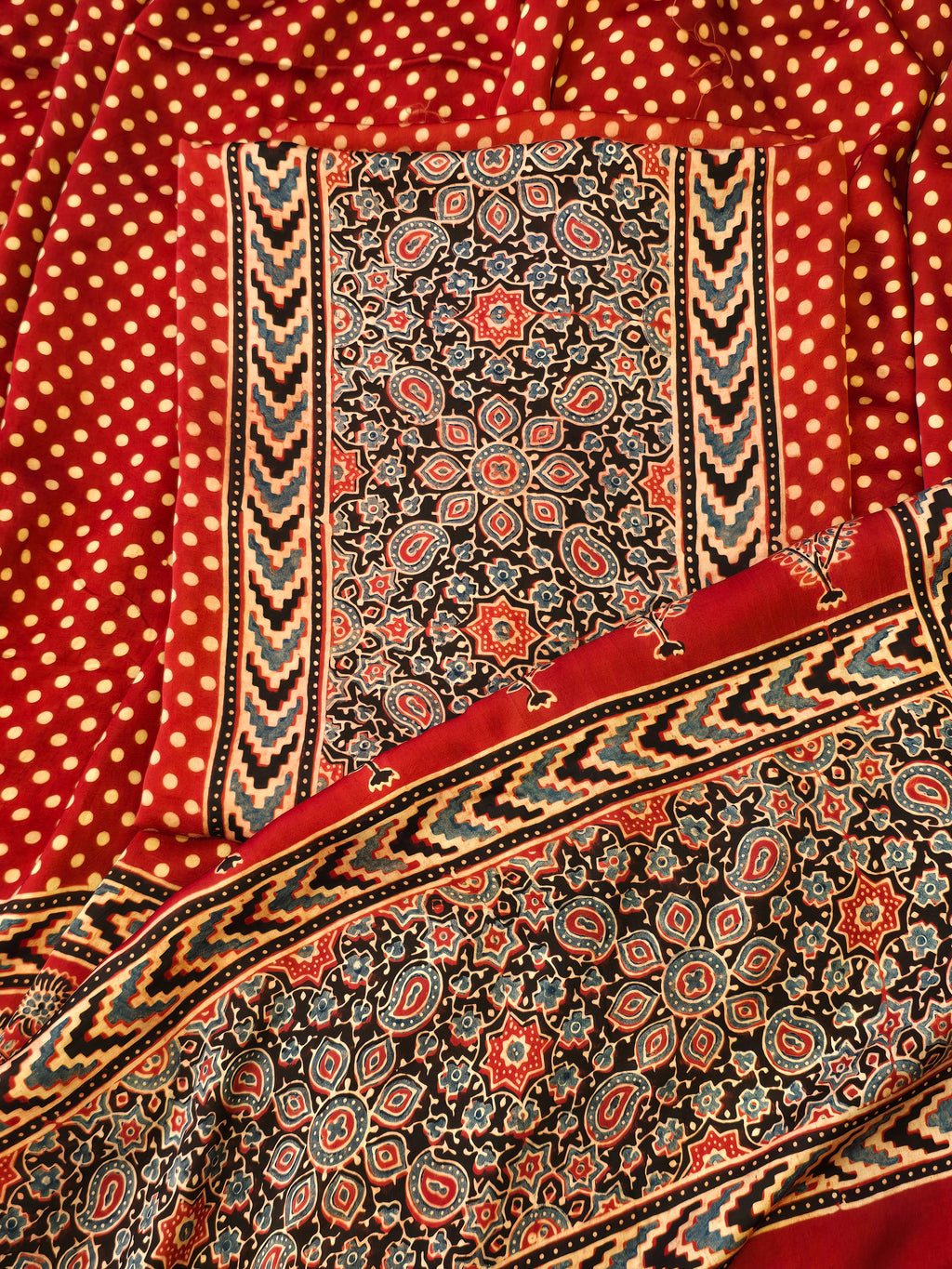Pure ajrakh modal hand print kurta dupatta set