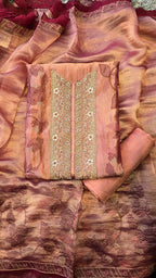 Onion pink crushed tissue threadwork suit set