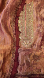 Onion pink crushed tissue threadwork suit set