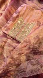 Onion pink crushed tissue threadwork suit set