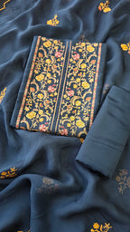 Teal blue russian silk suit set