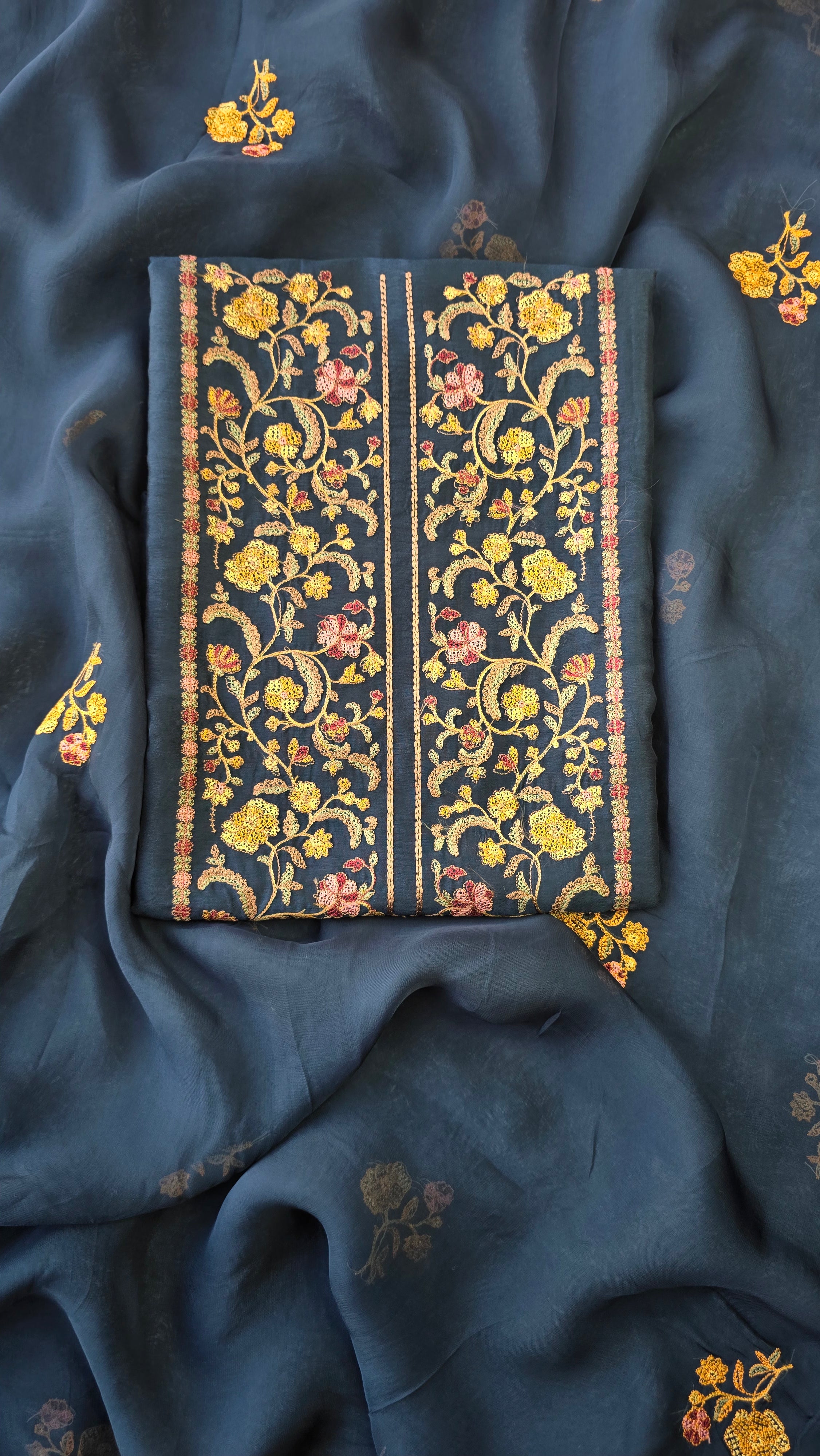 Teal blue russian silk suit set