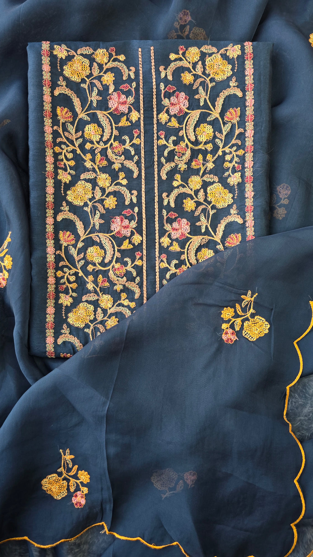 Teal blue russian silk suit set