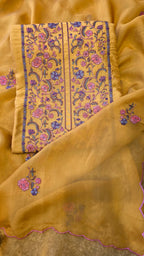 Musted yellow russian silk suit set