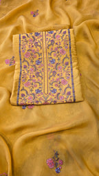 Musted yellow russian silk suit set
