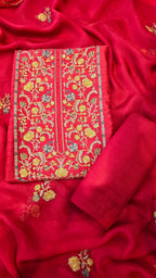 Red russian silk suit set