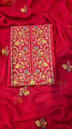 Red russian silk suit set