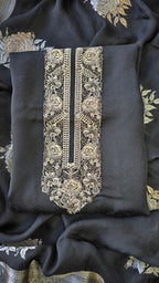 Night Black Jaquard silk 3pcs suit set