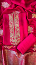Fuchsia Pink Jaquard 3pcs suit set