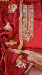 Rust Red Jaquard silk 3pc suit set