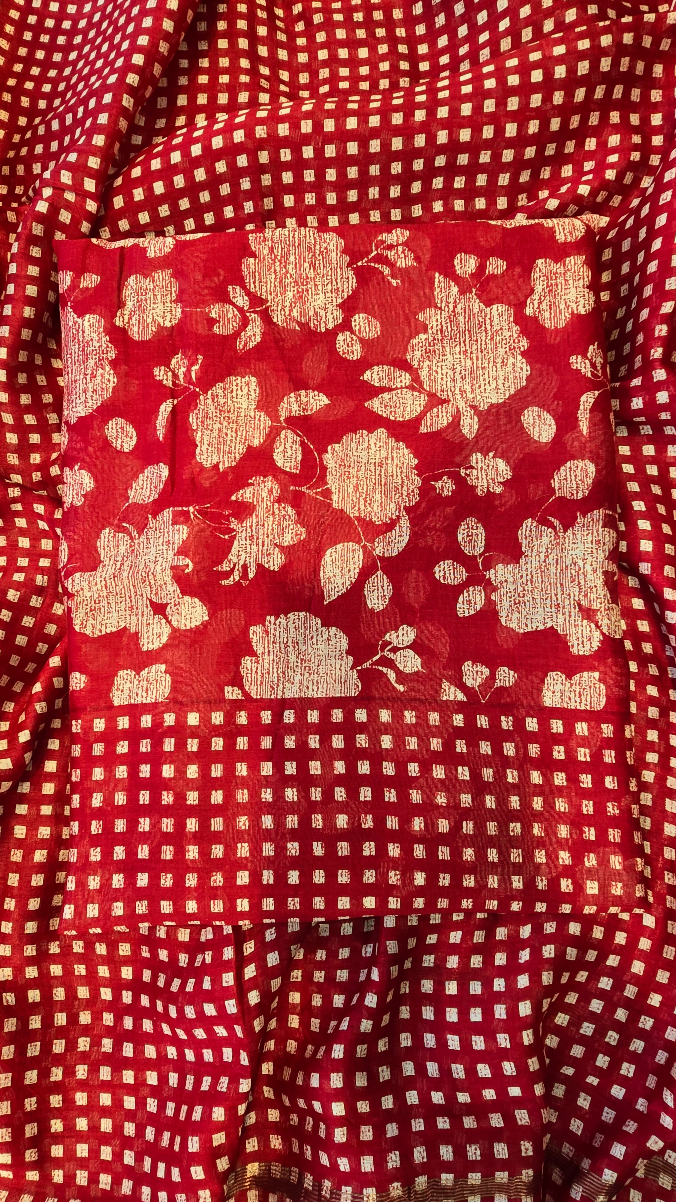 Red Maheswari Silk Suit Set