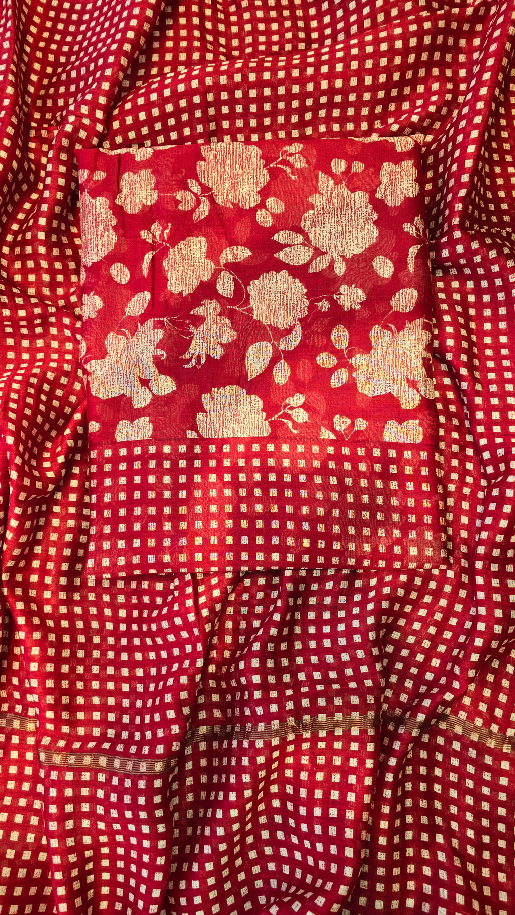 Red Maheswari Silk Suit Set