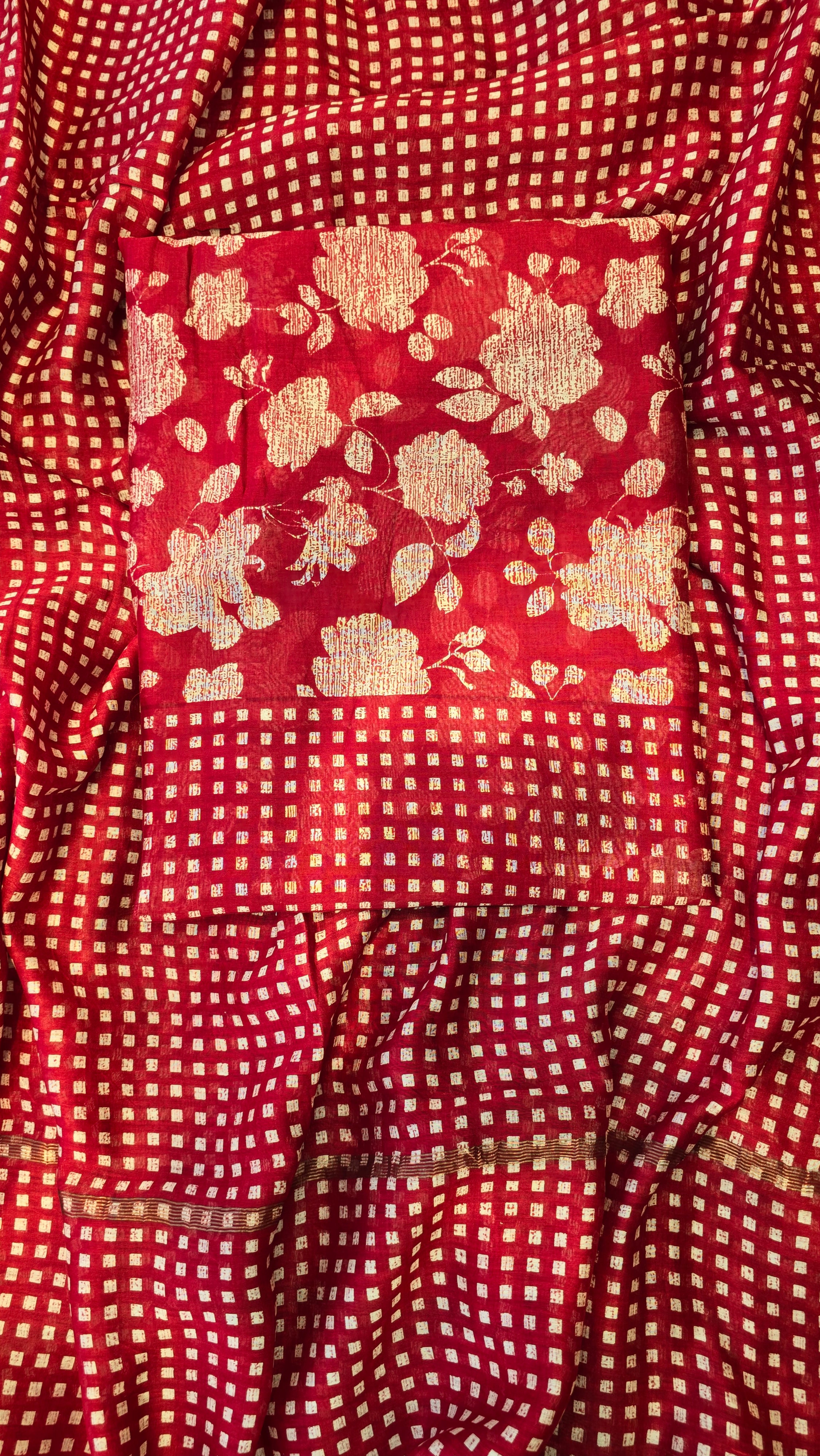 Red Maheswari Silk Suit Set