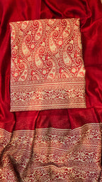 Maroon Maheswari Silk Paisly Print Suit Set