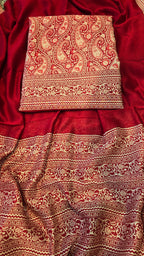 Maroon Maheswari Silk Paisly Print Suit Set